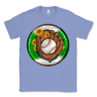 Colony Blue baseball with sunflower round earrings Classic Tee - BundleAndBundleShop