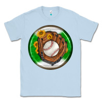 Dusty Blue baseball with sunflower round earrings Classic Tee - BundleAndBundleShop