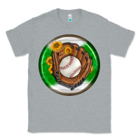 Heather Grey baseball with sunflower round earrings Classic Tee - BundleAndBundleShop