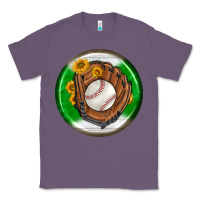 Lavender baseball with sunflower round earrings Classic Tee - BundleAndBundleShop