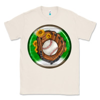 Natural baseball with sunflower round earrings Classic Tee - BundleAndBundleShop