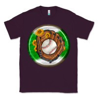 Plum baseball with sunflower round earrings Classic Tee - BundleAndBundleShop