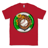 Red baseball with sunflower round earrings Classic Tee - BundleAndBundleShop