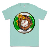 Seafoam baseball with sunflower round earrings Classic Tee - BundleAndBundleShop