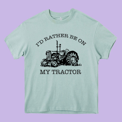 I D Rather Be On My Tractor Heavy Core Tee Designed By Bettercallsaul