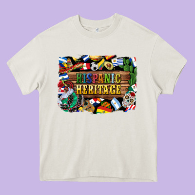 Hispanic Heritage Flags Heavy Core Tee Designed By Bundleandbundleshop