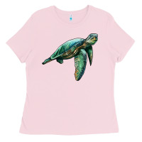 Bubblegum Pink sea turtle Ladies Tee - Artiststas