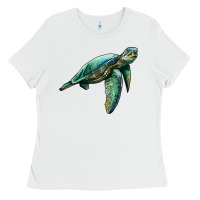 White sea turtle Ladies Tee - Artiststas