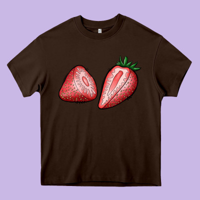Strawberries Heavy Core Tee Designed By Bundleandbundleshop