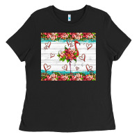 Black flamingo with tropical flowers Ladies Tee - Artiststas