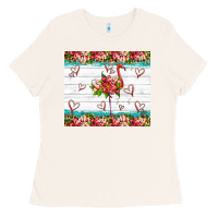 Bone flamingo with tropical flowers Ladies Tee - Artiststas