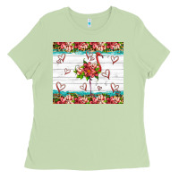 Matcha flamingo with tropical flowers Ladies Tee - Artiststas