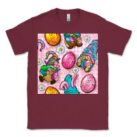 Burgundy Easter Gnomies Seamless Pattern Classic Tee - BundleAndBundleShop