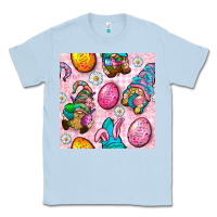 Dusty Blue Easter Gnomies Seamless Pattern Classic Tee - BundleAndBundleShop