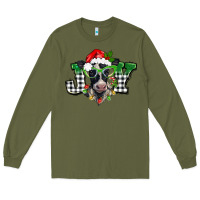 Army Green Christmas joy black and white cow Long Sleeve Tee - BarkalooDesign