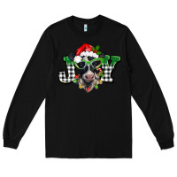 Black Christmas joy black and white cow Long Sleeve Tee - BarkalooDesign