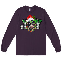 Plum Christmas joy black and white cow Long Sleeve Tee - BarkalooDesign
