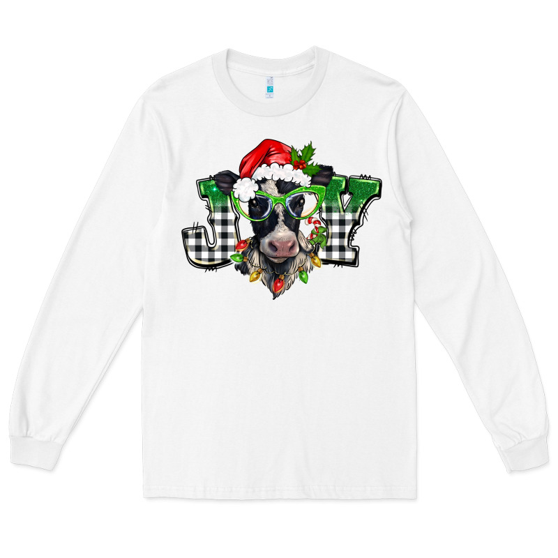 Christmas Joy Black And White Cow Long Sleeve Tee by BarkalooDesign | Teevron