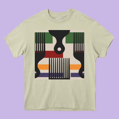 Afro Comb Seamless Pattern Heavy Core Tee Designed By Bundleandbundleshop