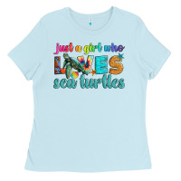 Baby Blue just a girl who loves sea turtle Ladies Tee - Artiststas