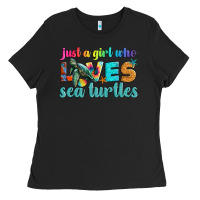 Black just a girl who loves sea turtle Ladies Tee - Artiststas