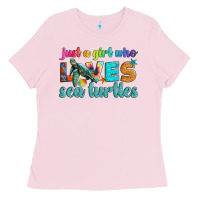 Bubblegum Pink just a girl who loves sea turtle Ladies Tee - Artiststas