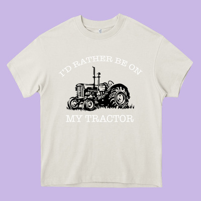I'd Rather Be On My Tractor Heavy Core Tee Designed By Bettercallsaul