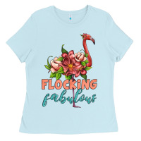 Baby Blue flamingo flocking fabulous Ladies Tee - Artiststas