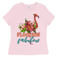 Bubblegum Pink flamingo flocking fabulous Ladies Tee - Artiststas