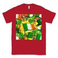 Red Ireland flag with St. Patrick's Day  digital paper Classic Tee - BundleAndBundleShop