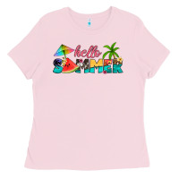 Bubblegum Pink hello summer Ladies Tee - Artiststas