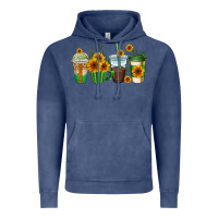 Vintage Denim sunflowers coffee cups Vintage Hoodie - AdoDesignShop