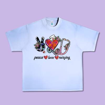 Peace Love Nursing Urban Heavy Tee Designed By Sublimationcraftshop