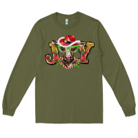 Army Green christmas joy baby cow Long Sleeve Tee - BarkalooDesign