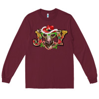 Burgundy christmas joy baby cow Long Sleeve Tee - BarkalooDesign