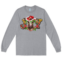 Heather Grey christmas joy baby cow Long Sleeve Tee - BarkalooDesign