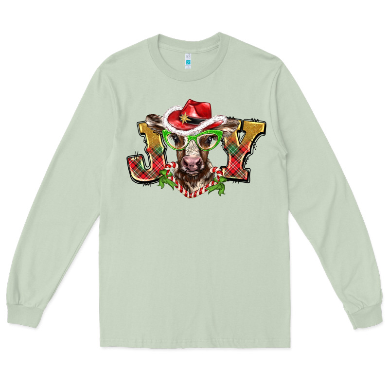 Christmas Joy Baby Cow Long Sleeve Tee by BarkalooDesign | Teevron