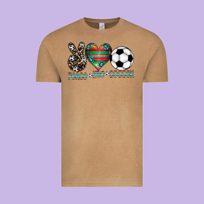 Peace Love Soccer Vintage Tee Designed By Cowhidedigitalart