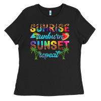 Black sunrise sunburn sunset repeat Ladies Tee - Artiststas