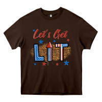 Chocolate Brown let's get lit 1 Heavy Core Tee - BundleAndBundleShop