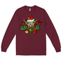 Burgundy christmas joy cow Long Sleeve Tee - BarkalooDesign