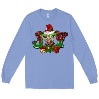 Colony Blue christmas joy cow Long Sleeve Tee - BarkalooDesign