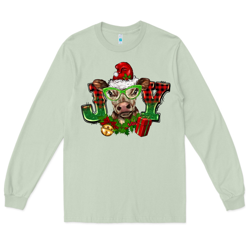 Christmas Joy Cow Long Sleeve Tee by BarkalooDesign | Teevron