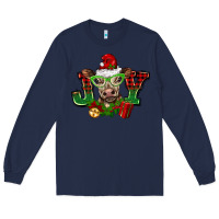 Navy christmas joy cow Long Sleeve Tee - BarkalooDesign