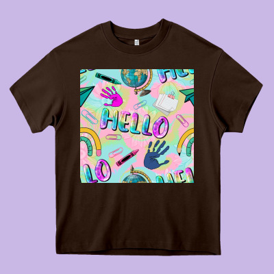Hello Kindergarten Seamless Pattern Heavy Core Tee Designed By Bundleandbundleshop