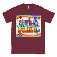 Burgundy Always An Ally Pride LGBTQ+ Tumbler Classic Tee - BundleAndBundleShop