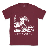 Burgundy the great wave off kanagawa Classic Tee - artisFamous