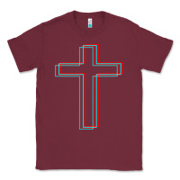 Burgundy A Neon Christian Cross Classic Tee - artisFamous