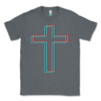 Charcoal Heather A Neon Christian Cross Classic Tee - artisFamous