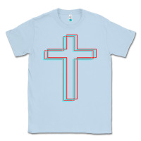 Dusty Blue A Neon Christian Cross Classic Tee - artisFamous